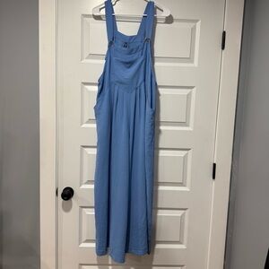 Sky Blue Women's Jumpsuit with Pockets and Adjustable Straps